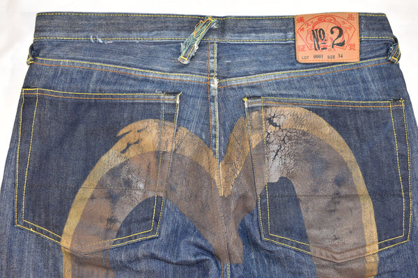 Vintage 90s Evisu No. 2 Lot 0001 Japanese Designer Jeans 34" x 34"