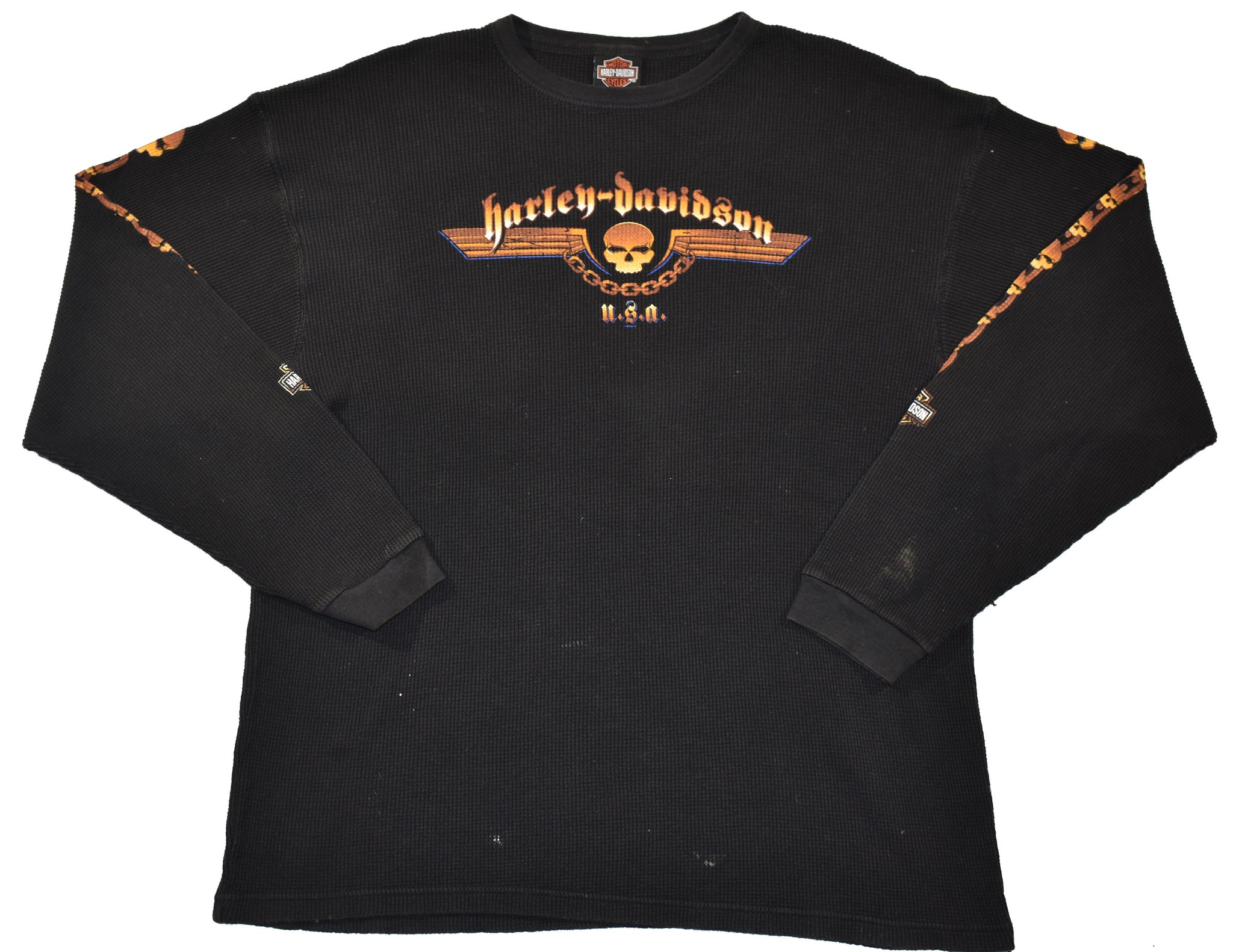 2003 Harley Davidson Skulls Waffle Knit Ls Shirt | Beyond 94