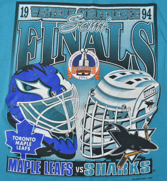 1994 Western Conference Semifinals Maple Leafs vs Sharks Single Stitch Shirt Size Large