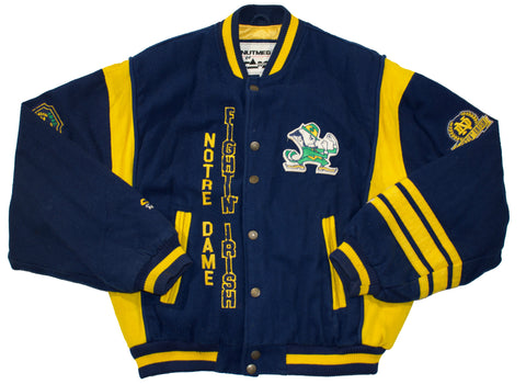 Vintage 90s Notre Dame Wool Varsity Nutmeg Jacket | Beyond 94