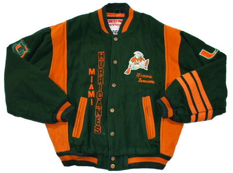 Vintage 90s Miami Hurricanes Wool Varsity Nutmeg Jacket | Beyond 94