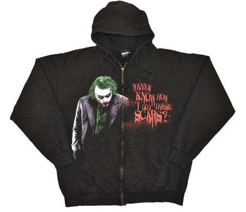 2008 Dark Knight Joker Scars Zip Up Hoodie Size X-Large