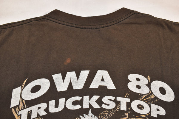 Vintage 90s Bad To The Bone Iowa Truckstop Distressed Shirt Size X-Large