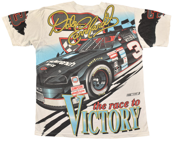 Vintage 90s Dale Earnhardt Race To Victory All Over Print Nascar Shirt Size X-Large
