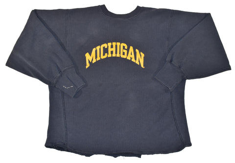 Vintage 80s Champion Michigan Reverse Weave Chopped Sweatshirt Size X-Large