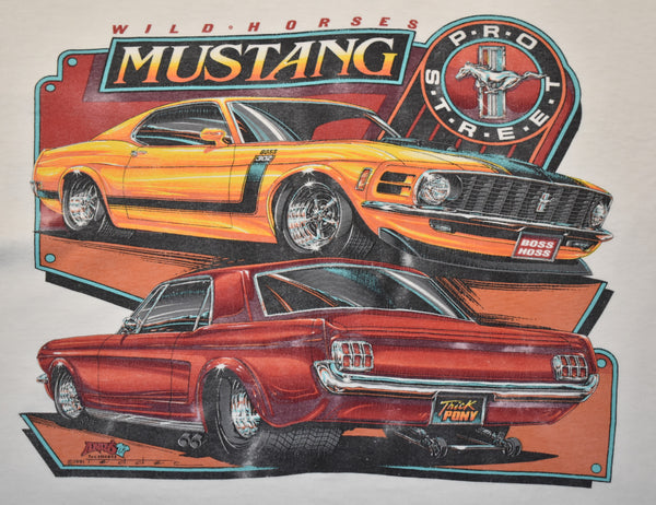 1991 Ford Mustang Wild Horses Pro Street Car Single Stitch Shirt Size Large
