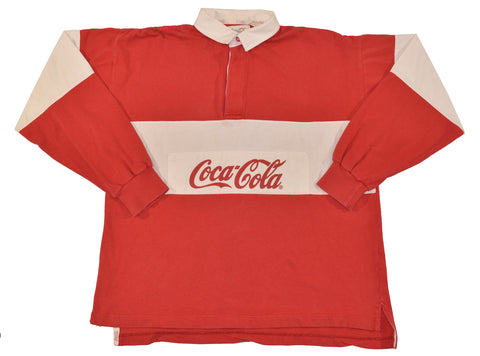 Vintage 80s Coca Cola Ls Rugby Shirt Size X-Large