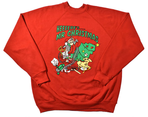 Vintage 80s Here's Mr. Christmas Santa Sweatshirt | Beyond 94