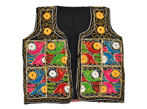 Vintage 90s Handmade Abstract Embroidered Vest Women's Size M/L