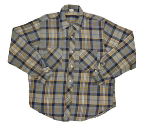 Vintage 80s Montgomery Ward Plaid Flannel Button Up Shirt Size Large