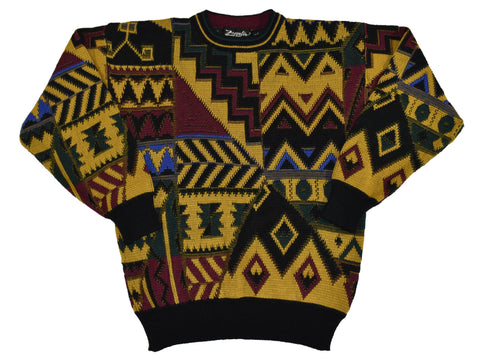 Vintage 80s Zeppelin Geometric Knit Sweater Size Large