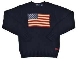 Vintage 90s Ralph Lauren Polo Flag Knit Sweater Size X-Large