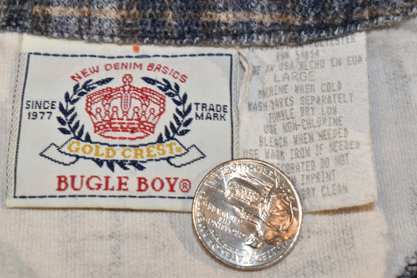 Vintage 90s Bugle Boy Plaid 1/4 Zip Ls Shirt Size Large