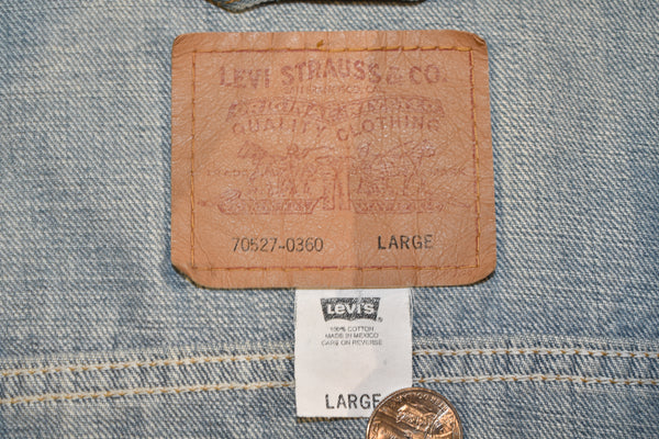 Vintage 90s Levis Denim Corduroy Collar Jacket Size Large