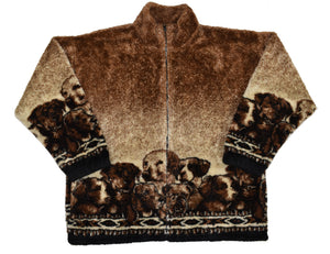 Vintage 90s Cobblestone Canyon Dog Fleece Jacket Size X-Large