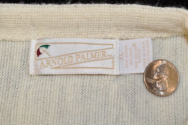 Vintage 80s Arnold Palmer Cream Cardigan Size X-Large