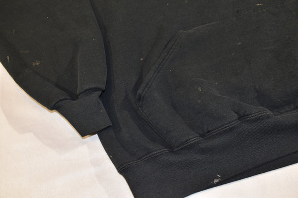 Vintage 90s Russell Athletic Distressed Black Blank Hoodie Size X-Large