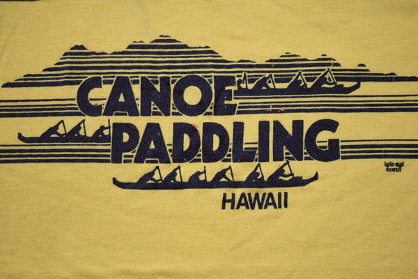 Vintage 70s Hawaii Canoe Paddling Ringer Shirt Size X-Small