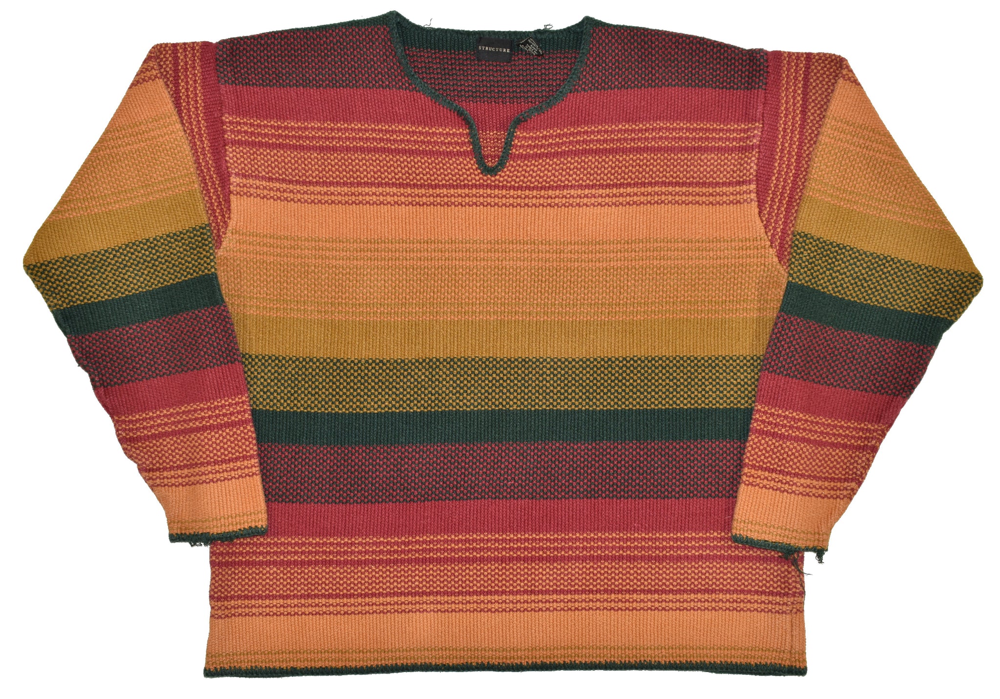 Vintage 90s Structure Multicolored Striped Knit Sweater Size Medium