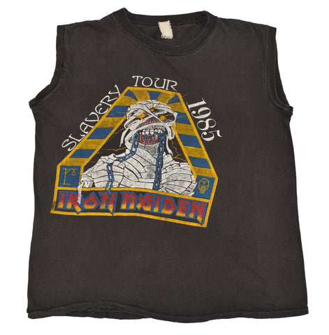 1985 Iron Maiden World Slavery Tour Cutoff Single Stitch Shirt Size Large