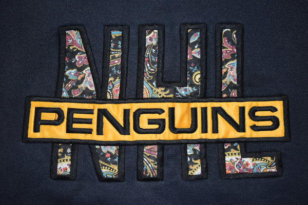 Vintage 90s Pittsburgh Penguins Embroidered Floral Sweatshirt Size X-Large