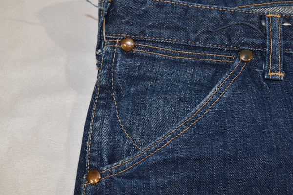 Vintage 50s 60s Wrangler Blue Bell Sanforized Dark Indigo Denim Jeans Size 30" x 32"