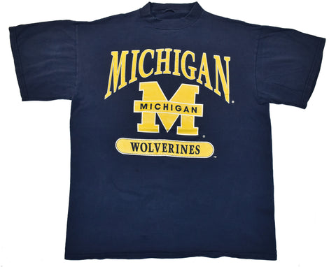 Vintage 90s Michigan Wolverines Big Logo Single Stitch Shirt | Beyond 94