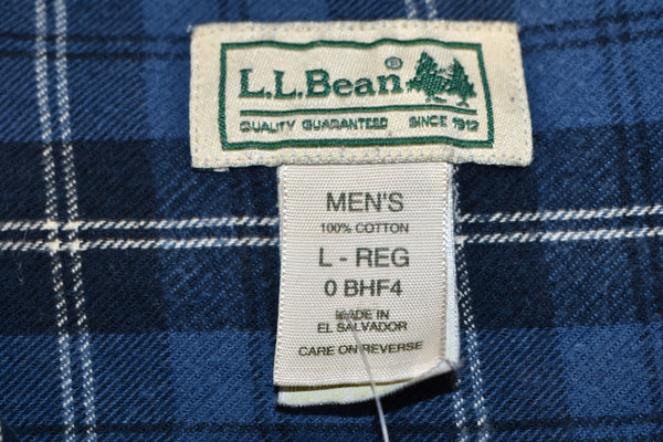 Vintage 00s LL Bean Blue Plaid Flannel Size Large