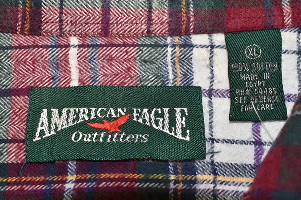 Vintage 90s American Eagle Red Plaid Flannel Size X-Large