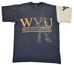 Vintage 90s WVU Mountaineers Big Logo Single Stitch Shirt | Beyond 94