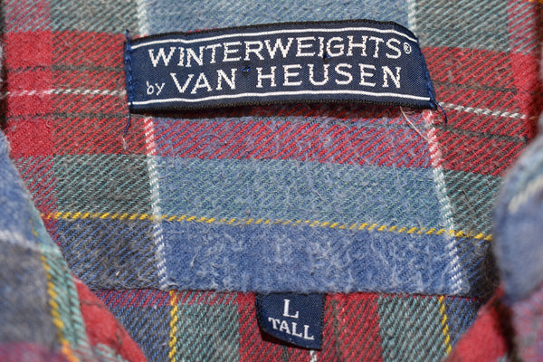 Vintage 90s Winterweight Van Heusen Plaid Flannel Size Large Tall