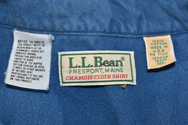 Vintage 80s LL Bean Chamois L/s Button Up Shirt Size X-Large