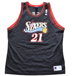 Vintage 90s Philadelphia 76ers Larry Hughes Champion Jersey Size XX-Large (52)