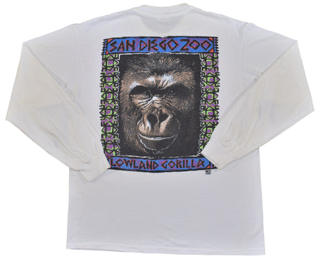 Vintage 80s San Diego Zoo Lowland Gorilla Ls Single Stitch Shirt Size X-Large