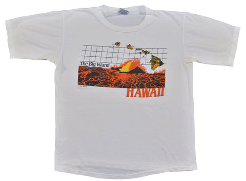 1984 The Big Island Hawaii Volcano Puff Print Single Stitch Shirt Size Large