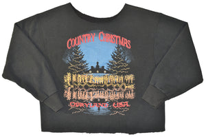 Vintage 90s Country Christmas Cropped Sweatshirt Size Women's Large