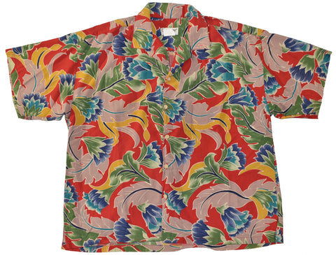 Vintage 80s Cooke Street Floral Hawaiian Button Up Shirt Size Large