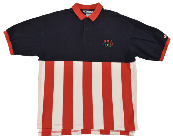 1996 Atlanta Olympics Champion Striped Polo Shirt Size X-Large