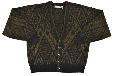 Vintage 90s Black / Beige Saturday's Cardigan Size Large