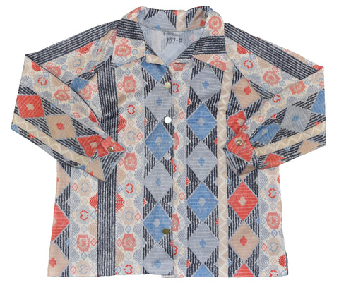 Vintage 70s Abstract Polyester Ls Shirt Size Women's X-Large