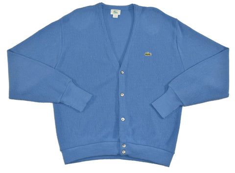 Vintage 80s Izod Lacoste Baby Blue Cardigan Size Large