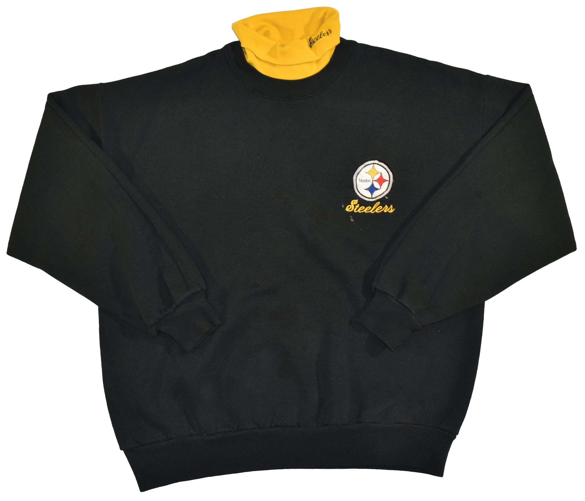 Vintage 90s Pittsburgh Steelers Chalk Line Turtleneck Sweatshirt Size X-Large