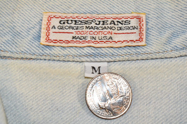 Vintage 90s Guess Light Wash Denim Jean Jacket Size Women's Medium