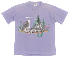 Vintage 90s Wyoming Young Wolves Single Stitch Shirt Size Medium