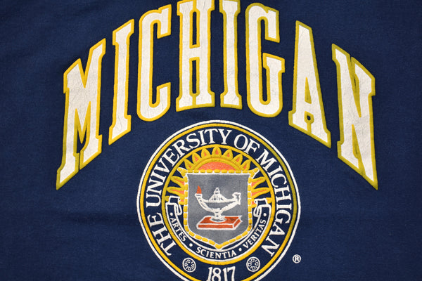 Vintage 90s Michigan Wolverines Double Sided Puff Print Sweatshirt Large