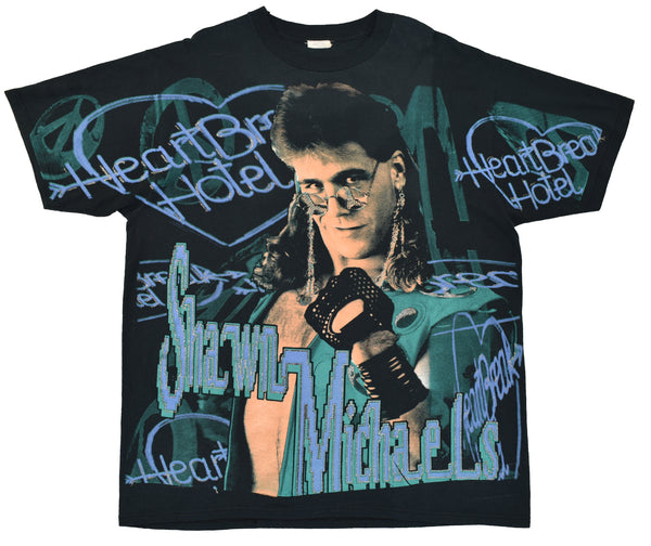 1995 WWF Shawn Michaels Heartbreak Hotel All Over Print Shirt Size X-Large