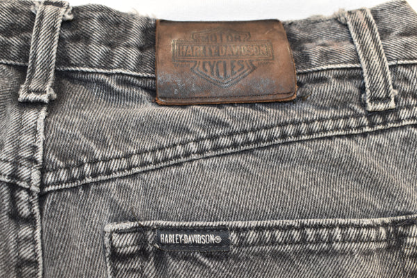 Vintage 90s Harley Davidson Biker Blues Faded Black Denim Jeans Size 30" x 30"