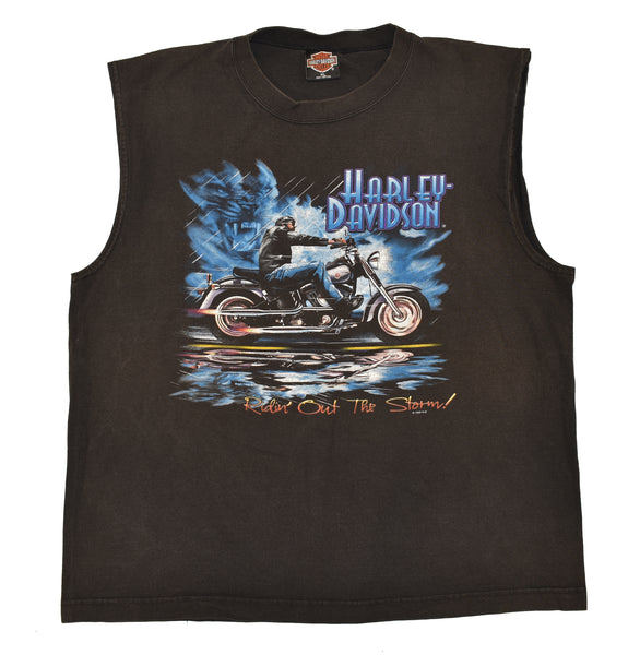 1998 Harley Davidson Ridin' Out The Storm Distressed Tank Top Shirt Size X-Large