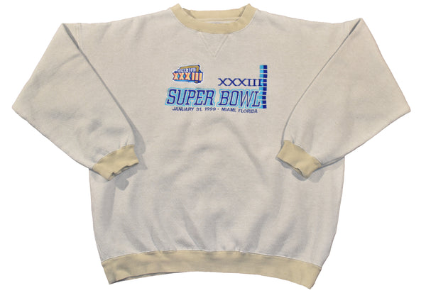 Vintage 1999 Super Bowl 33 XXXIII Embroidered Logo Athletic Sweatshirt | Beyond 94