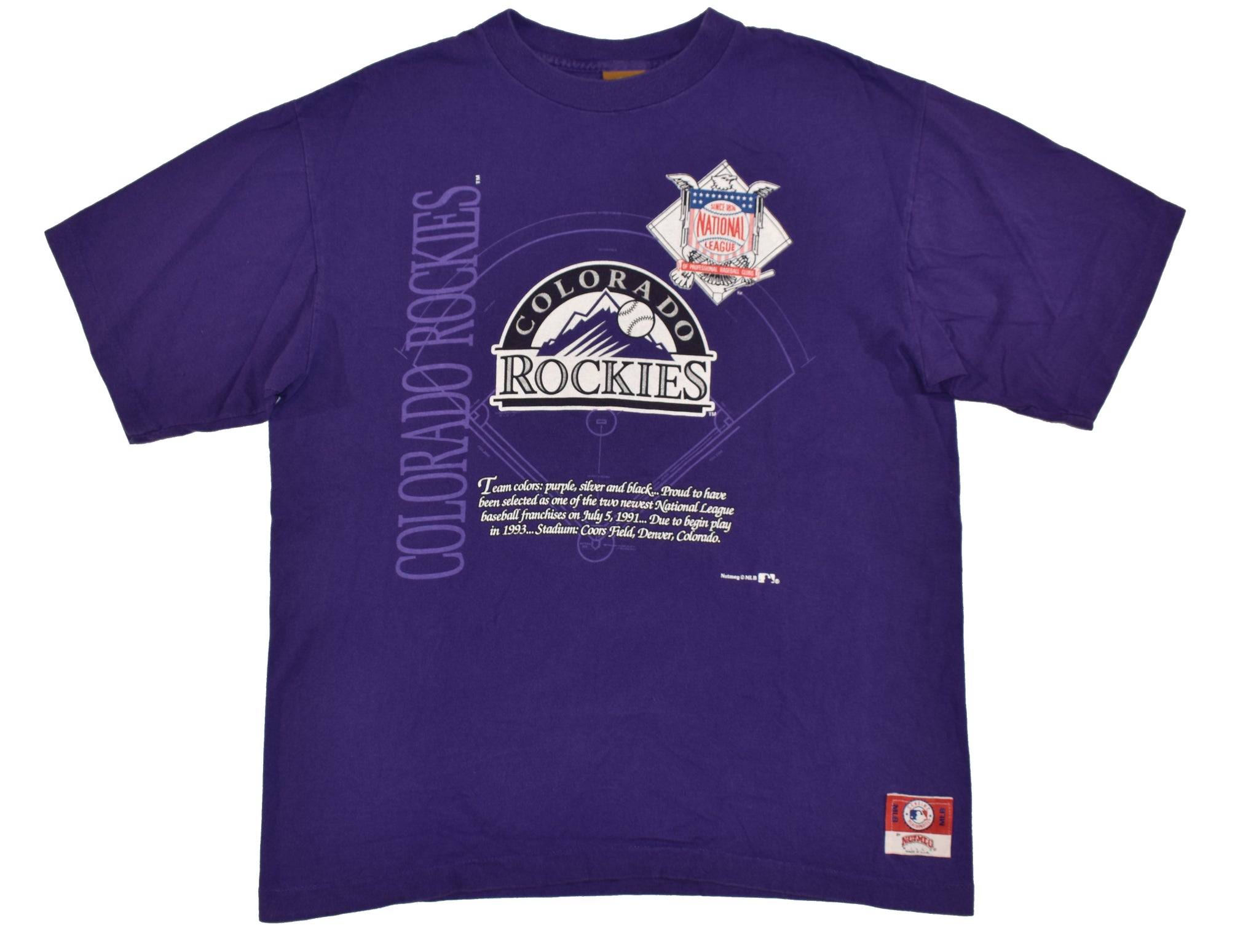 Vintage 90s Colorado Rockies Nutmeg Single Stitch Shirt Size Large